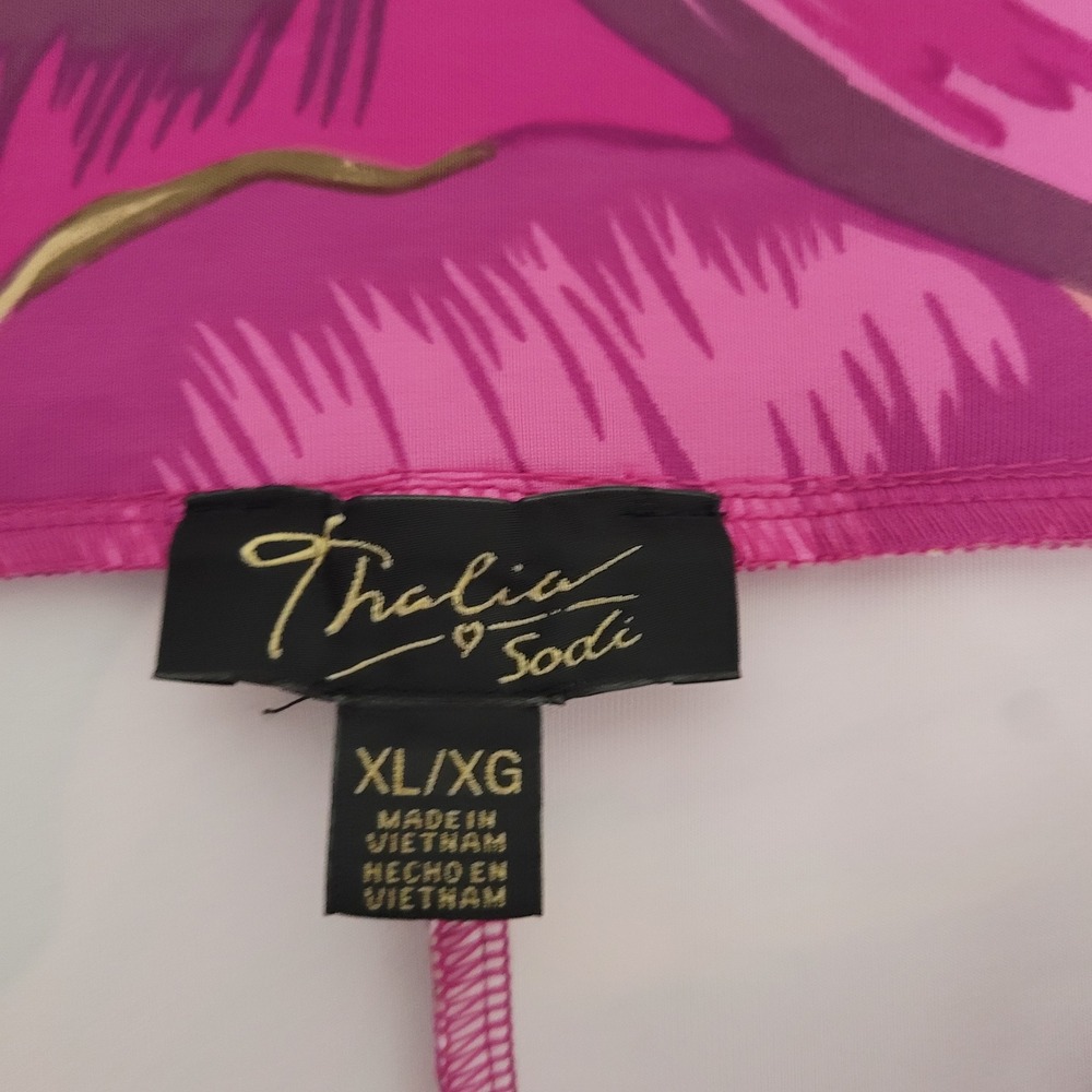 Thalia Sodi Womens XL Pink Black Floral Scuba Knit Stretch Pencil Skirt Knee - Picture 3 of 7